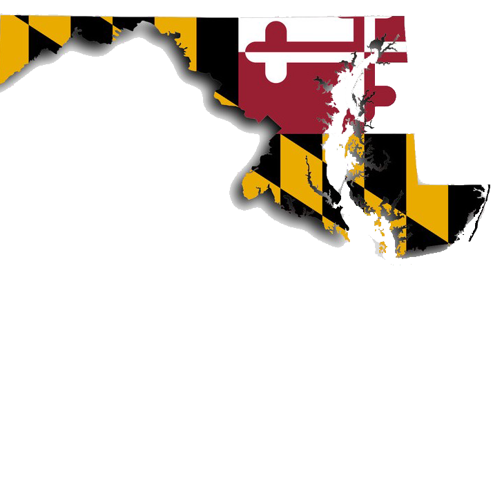 Maryland map, with Maryland flag design.